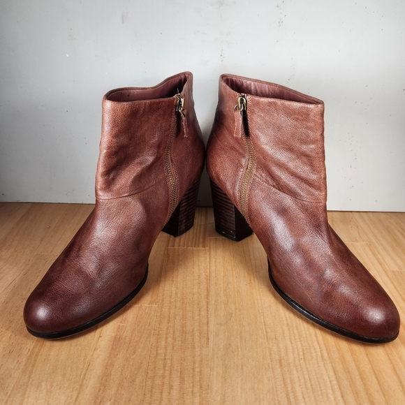 Cole Haan Nike Air Collab Boots Women's 9 Brown Leather Stacked Heel Side Zipper - Picture 13 of 14